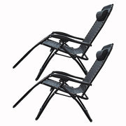 DURAFORCE Outdoor Folding Dual-Purpose Leisure Chairs 178*67*110cm W/ Pillow & Holder 2Pcs