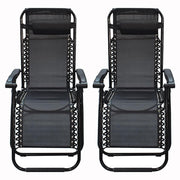DURAFORCE Outdoor Folding Dual-Purpose Leisure Chairs 178*67*110cm W/ Pillow & Holder 2Pcs