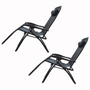 DURAFORCE Outdoor Folding Dual-Purpose Leisure Chairs 178*67*110cm W/ Pillow & Holder 2Pcs