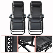 DURAFORCE Outdoor Folding Dual-Purpose Leisure Chairs 178*67*110cm W/ Pillow & Holder 2Pcs