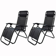 DURAFORCE Outdoor Folding Dual-Purpose Leisure Chairs 178*67*110cm W/ Pillow & Holder 2Pcs