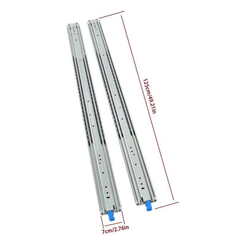 DURAFORCE Heavy Duty 48 Inch Full Extension Drawer Glides 500lb Ball Bearing Slide Rails
