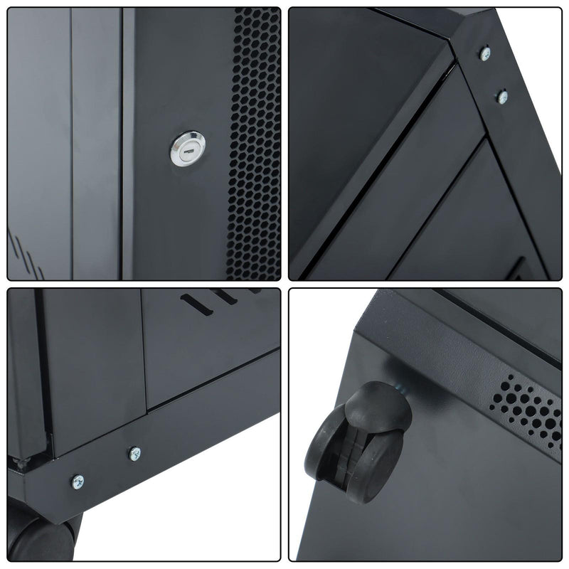 DURAFORCE 12U Wall Mount Rack Enclosure, 15.5" Deep, Secure Locking Door