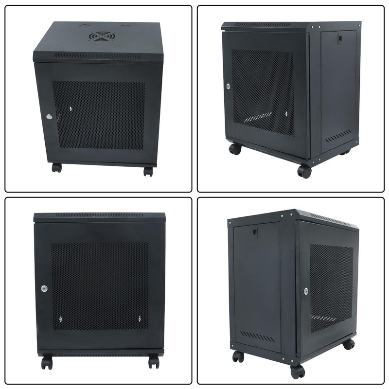 DURAFORCE 12U Wall Mount Rack Enclosure, 15.5" Deep, Secure Locking Door