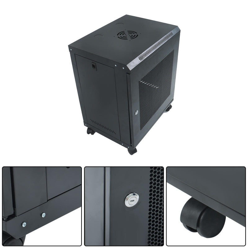 DURAFORCE 12U Wall Mount Rack Enclosure, 15.5" Deep, Secure Locking Door