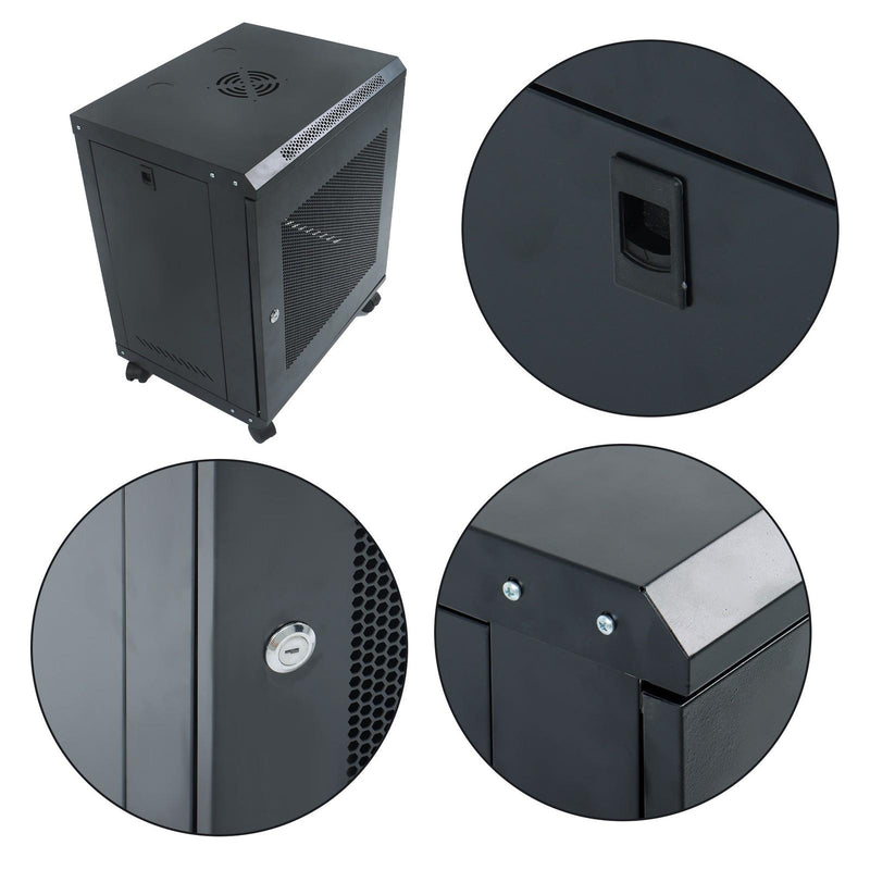 DURAFORCE 12U Wall Mount Rack Enclosure, 15.5" Deep, Secure Locking Door