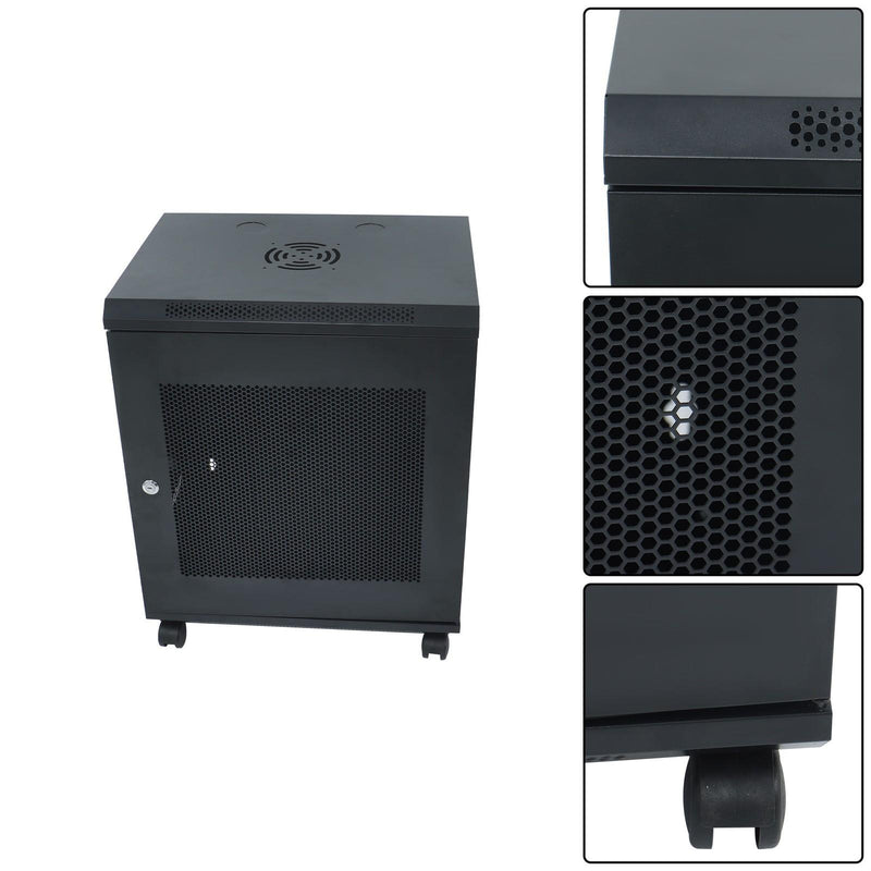 DURAFORCE 12U Wall Mount Rack Enclosure, 15.5" Deep, Secure Locking Door