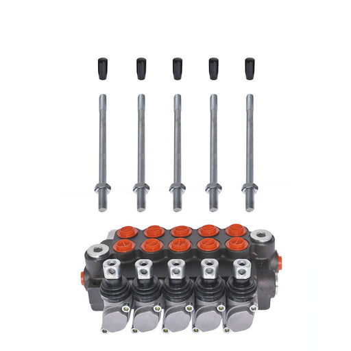 DURAFORCE 5 Spool 11 GPM Hydraulic Control Valve SAE Ports Monoblock Double Acting