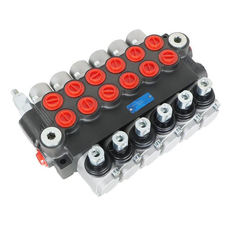 DURAFORCE 6 Spool 11GPM Hydraulic Directional Control Valve Adjustable Relief Valve