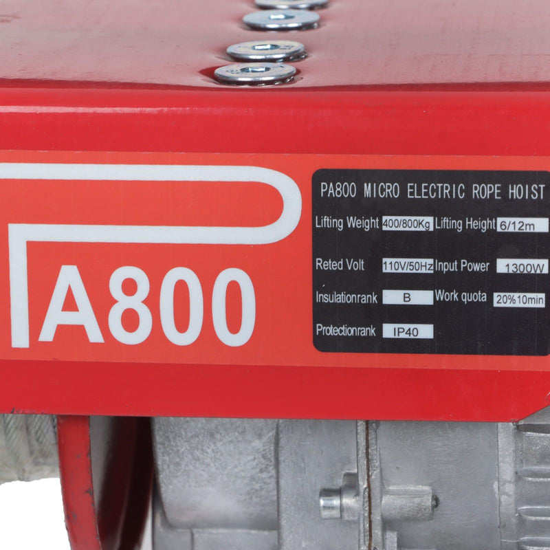 DURAFORCE 1760lbs 1350W Electric Hoist with 13ft Lifting Belt+3.2ft Metal Ring Axle Belt