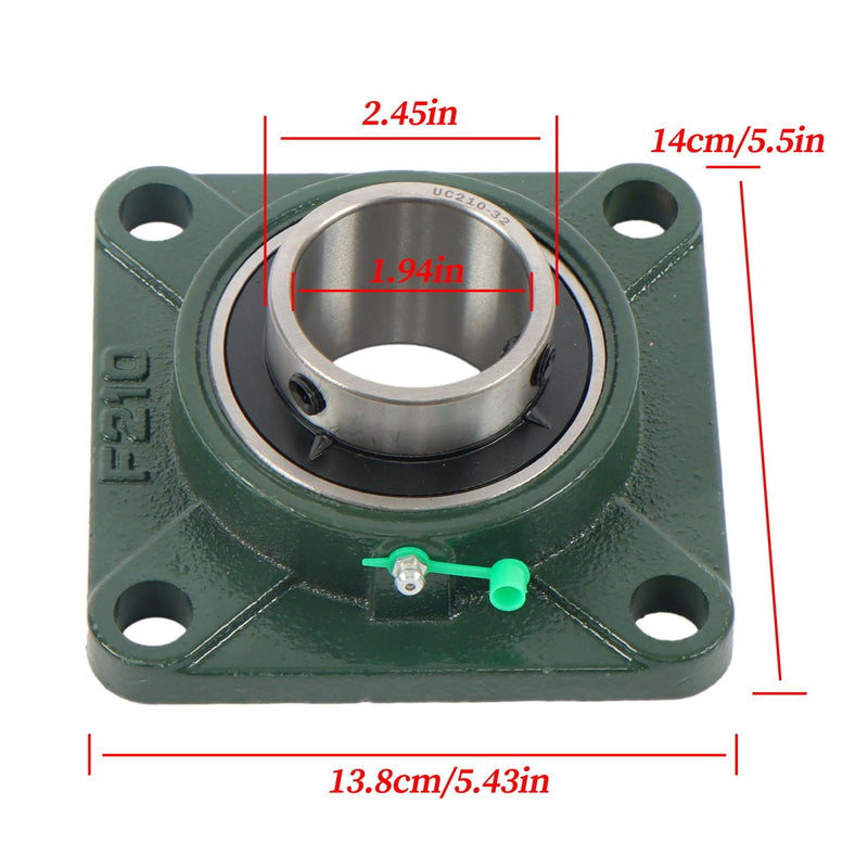 DURAFORCE 10 Pack Self-Aligning UCF210-32 Pillow Block Bearing 4-Bolt 2" Bore Solid Base
