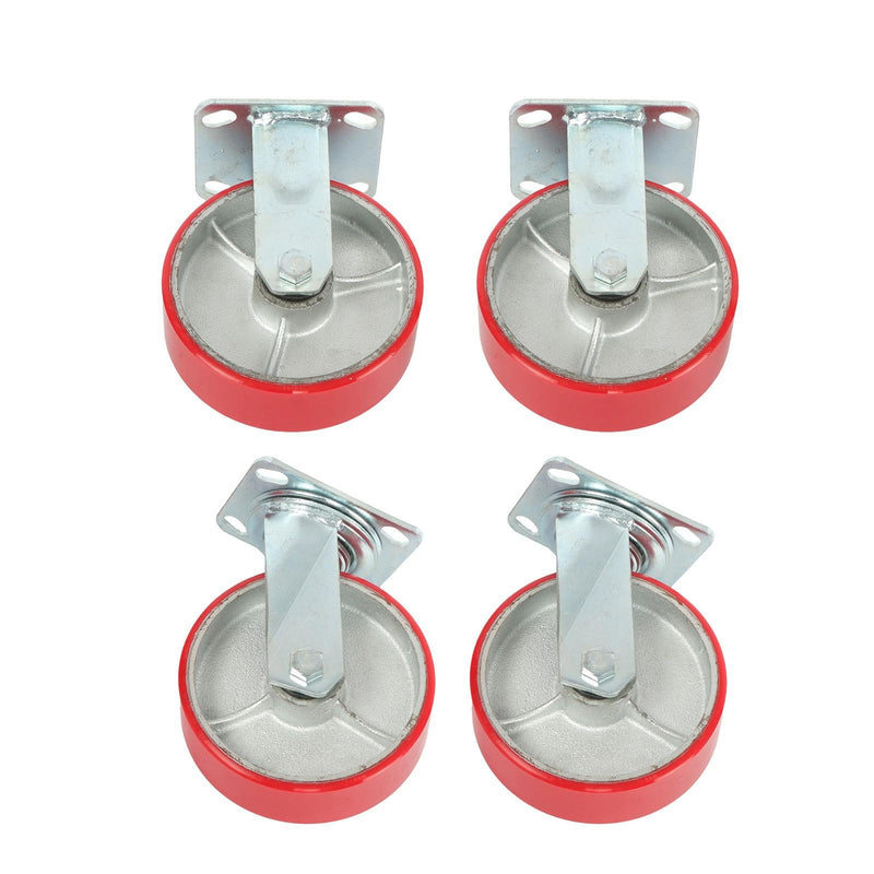 DURAFORCE 4 Pack 6" × 2" Swivel Caster Wheels 4800Lbs Polyurethane (2 Swivel & 2 Rigid)