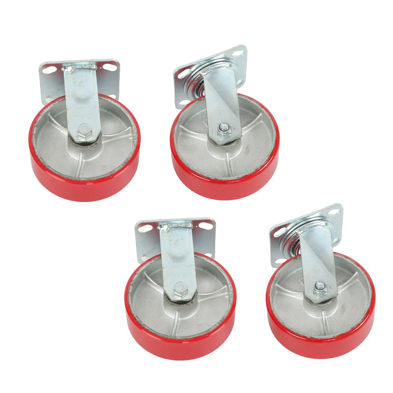 DURAFORCE 4 Pack 6" × 2" Swivel Caster Wheels 4800Lbs Polyurethane (2 Swivel & 2 Rigid)