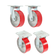 DURAFORCE 4 Pack 6" × 2" Swivel Caster Wheels 4800Lbs Polyurethane (2 Swivel & 2 Rigid)