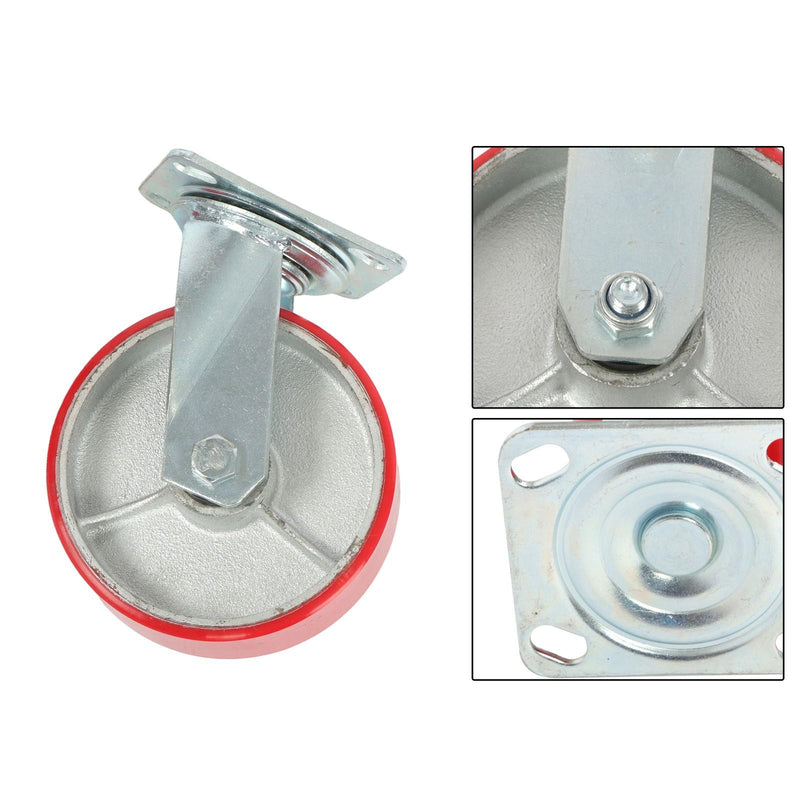 DURAFORCE 4 Pack 6" × 2" Swivel Caster Wheels 4800Lbs Polyurethane (2 Swivel & 2 Rigid)