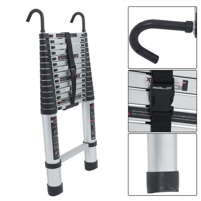 DURAFORCE 14.5 FT Aluminum Telescoping Ladder Telescopic Multi Purpose For Home 330lbs
