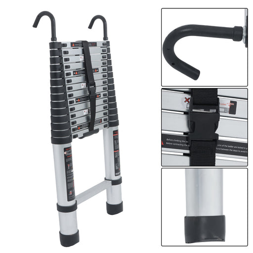 DURAFORCE 14.5 FT Aluminum Telescoping Ladder Telescopic Multi Purpose For Home 330lbs