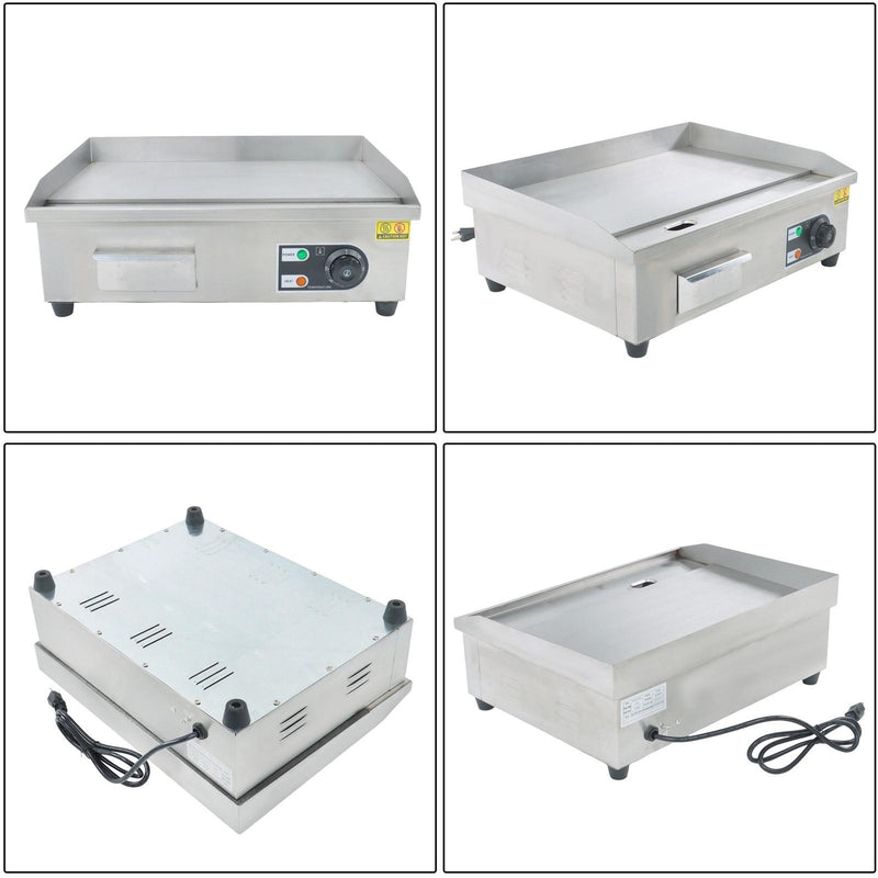 DURAFORCE 22" Flat Top Electric Grill 1600W Commercial Griddle Stainless Steel Countertop