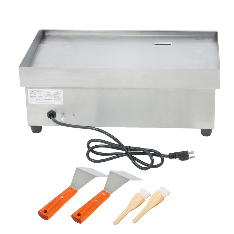 DURAFORCE 22" Flat Top Electric Grill 1600W Commercial Griddle Stainless Steel Countertop