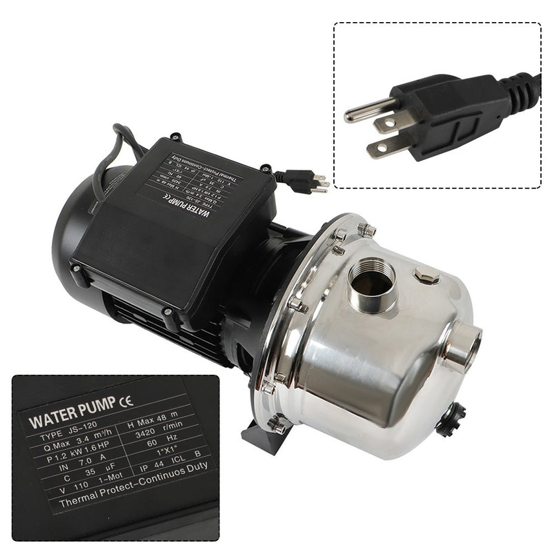 DURAFORCE Stainless Steel Portable Shallow Well Pump Garden Pump 1.6HP 1320GPH 115V