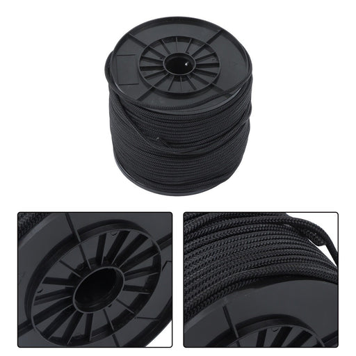DURAFORCE 1/4 Inch Nylon Rope 500 Foot Spool 100% Nylon Solid Braid Rope Spool Black