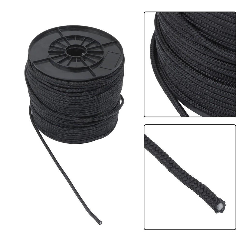 DURAFORCE 1/4 Inch Nylon Rope 500 Foot Spool 100% Nylon Solid Braid Rope Spool Black