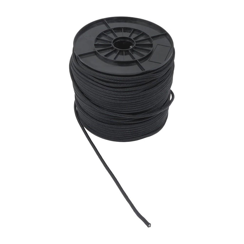 DURAFORCE 1/4 Inch Nylon Rope 500 Foot Spool 100% Nylon Solid Braid Rope Spool Black