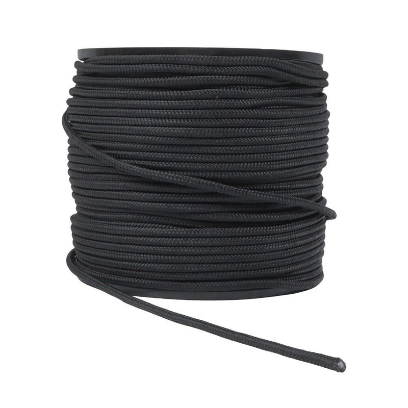 DURAFORCE 1/4 Inch Nylon Rope 500 Foot Spool 100% Nylon Solid Braid Rope Spool Black