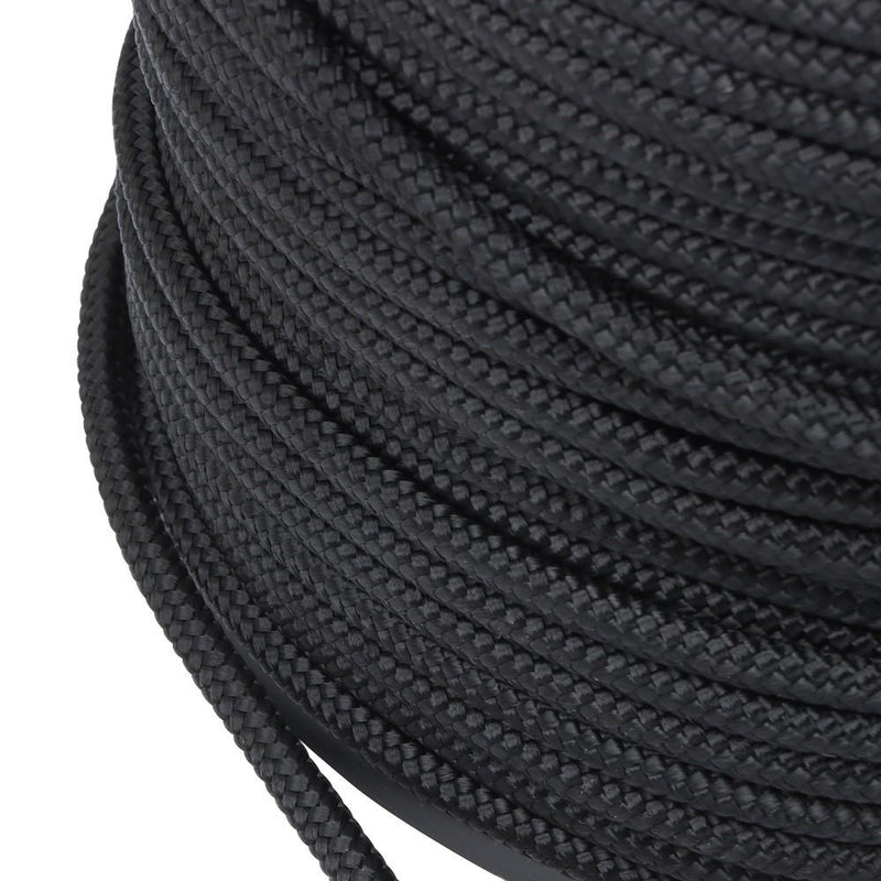 DURAFORCE 1/4 Inch Nylon Rope 500 Foot Spool 100% Nylon Solid Braid Rope Spool Black