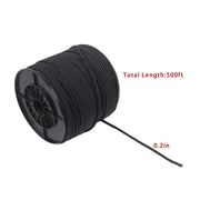 DURAFORCE 1/4 Inch Nylon Rope 500 Foot Spool 100% Nylon Solid Braid Rope Spool Black