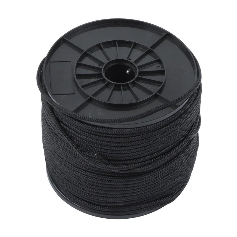 DURAFORCE 1/4 Inch Nylon Rope 500 Foot Spool 100% Nylon Solid Braid Rope Spool Black