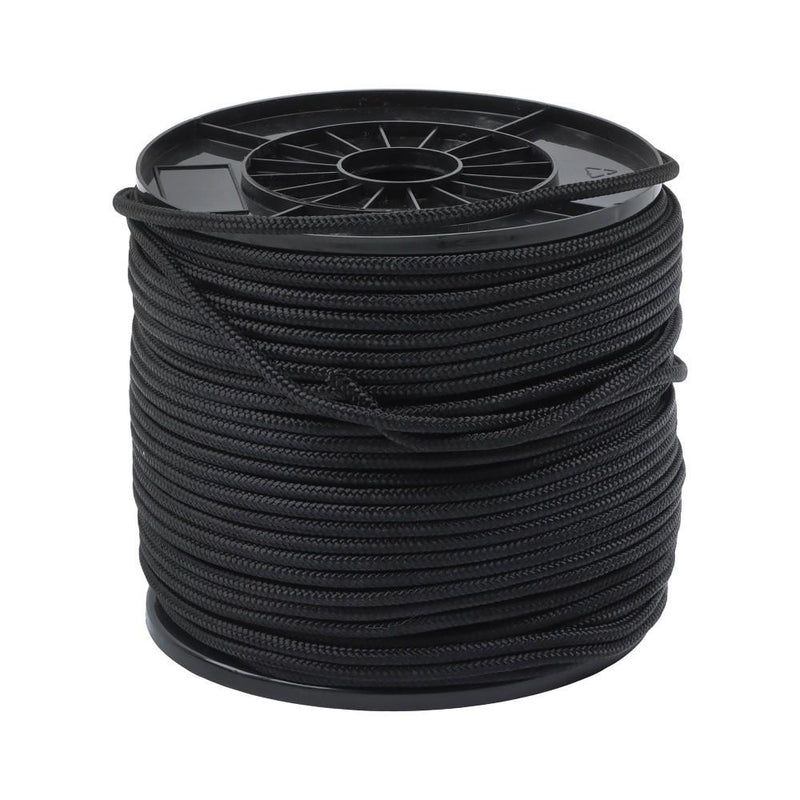 DURAFORCE 1/4 Inch Nylon Rope 500 Foot Spool 100% Nylon Solid Braid Rope Spool Black