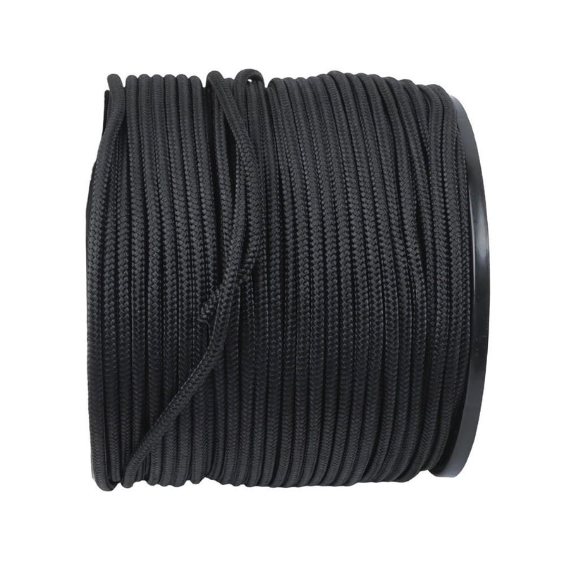 DURAFORCE 1/4 Inch Nylon Rope 500 Foot Spool 100% Nylon Solid Braid Rope Spool Black