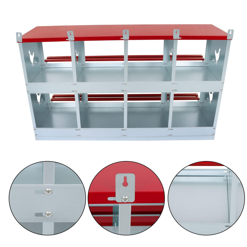 DURAFORCE 8-Compartment Metal Poultry Nest Box Wall Mount Easy Eggs Collection Large Vent