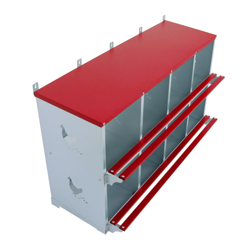DURAFORCE 8-Compartment Metal Poultry Nest Box Wall Mount Easy Eggs Collection Large Vent