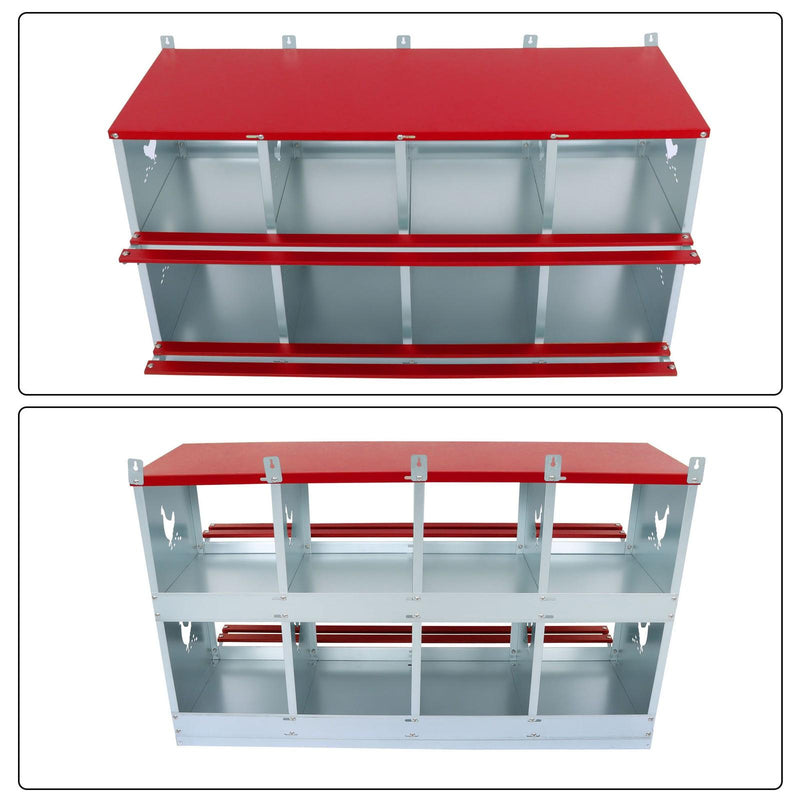 DURAFORCE 8-Compartment Metal Poultry Nest Box Wall Mount Easy Eggs Collection Large Vent