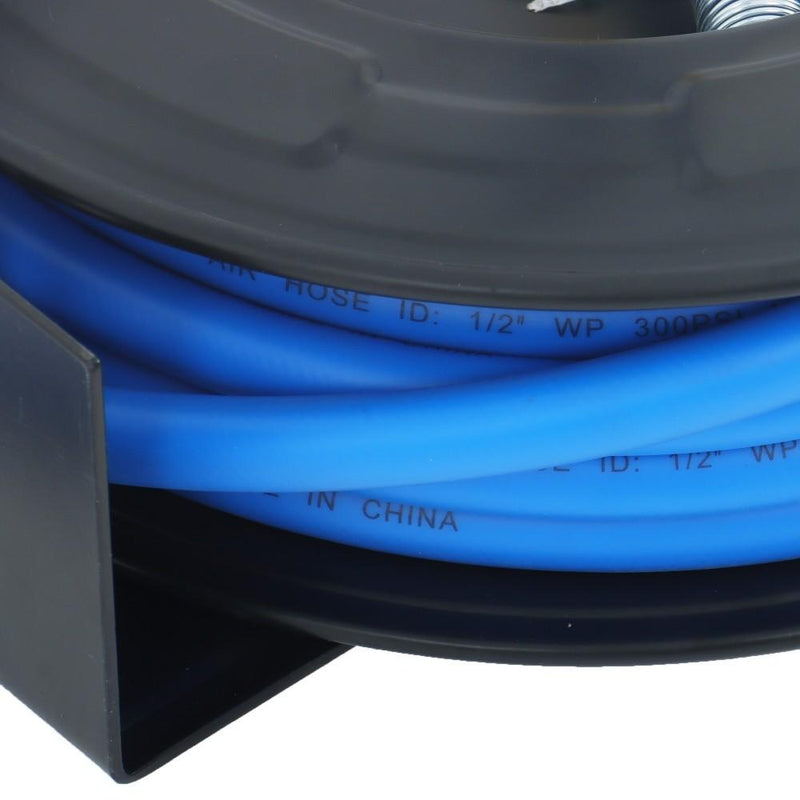 DURAFORCE Retractable Hose Reel 1/2 Inch x 50Ft Auto Rewind Hose-Reel W/ Rubber Hose