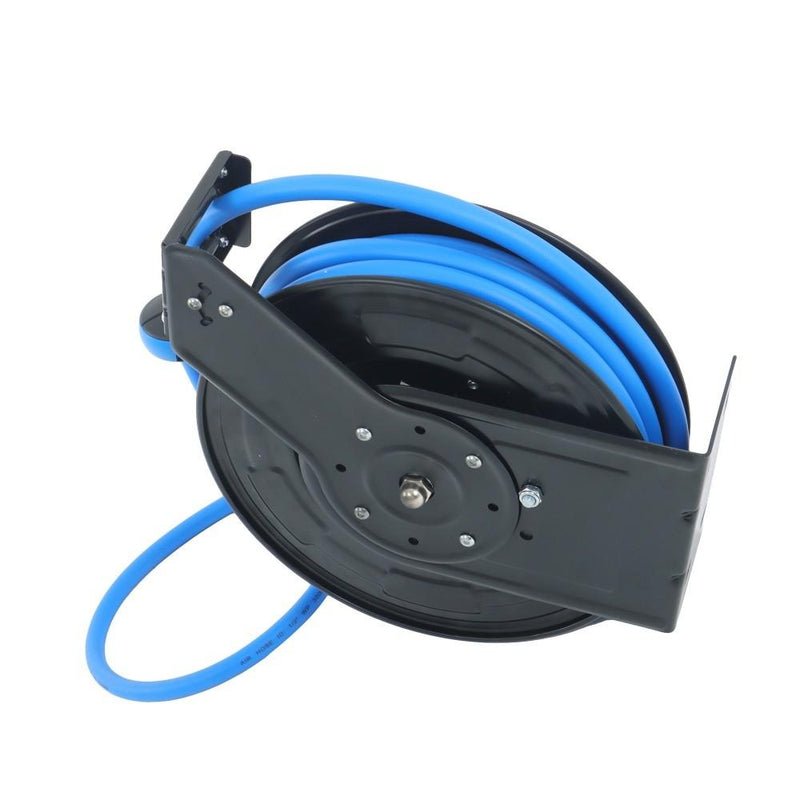 DURAFORCE Retractable Hose Reel 1/2 Inch x 50Ft Auto Rewind Hose-Reel W/ Rubber Hose