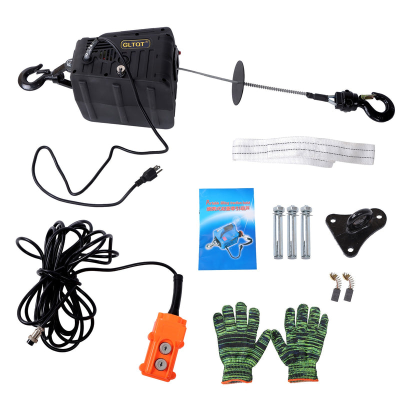 DURAFORCE 22.9 ft/7 m 2in1 Portable Electric Hoist Winch 1100lbs With Wired Remote Control