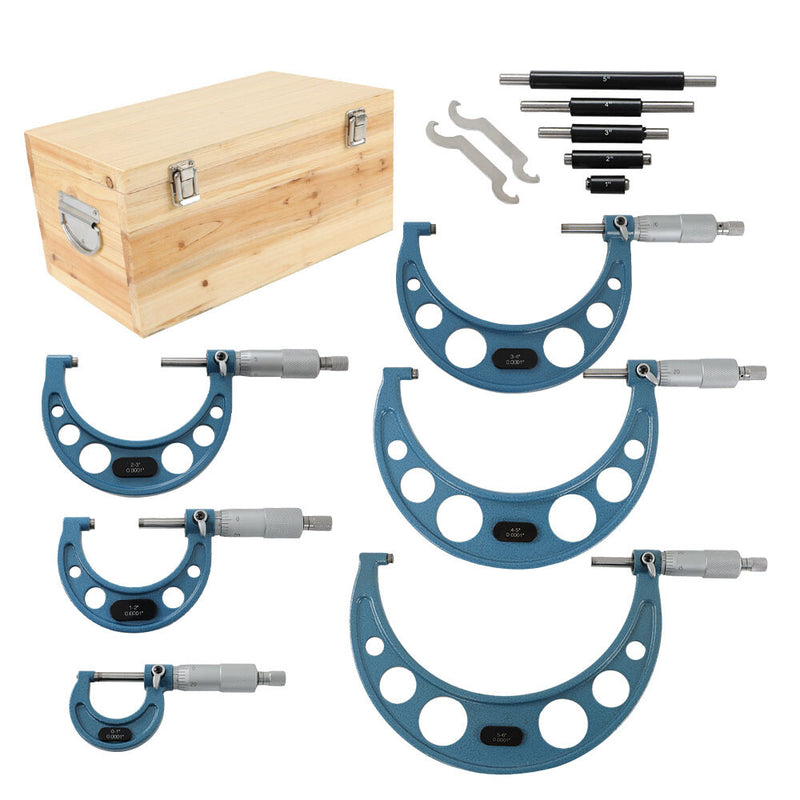 DURAFORCE 6 Pack 0-6" Precision Outside Micrometer Set 0.0001" Carbide Standards Set
