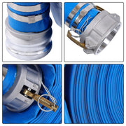 DURAFORCE 3" x 100 Foot Heavy Duty Layflat Discharge Hose Assembly with Cam and Groove