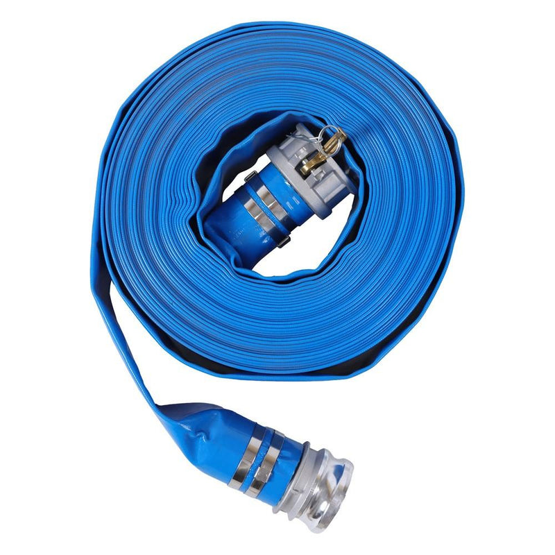 DURAFORCE 3" x 100 Foot Heavy Duty Layflat Discharge Hose Assembly with Cam and Groove
