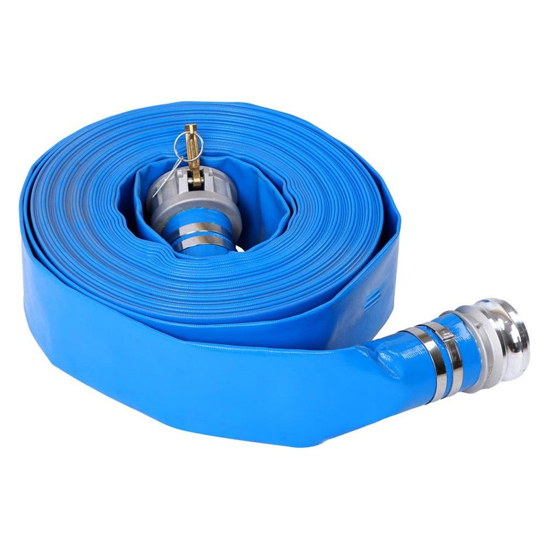 DURAFORCE 3" x 100 Foot Heavy Duty Layflat Discharge Hose Assembly with Cam and Groove