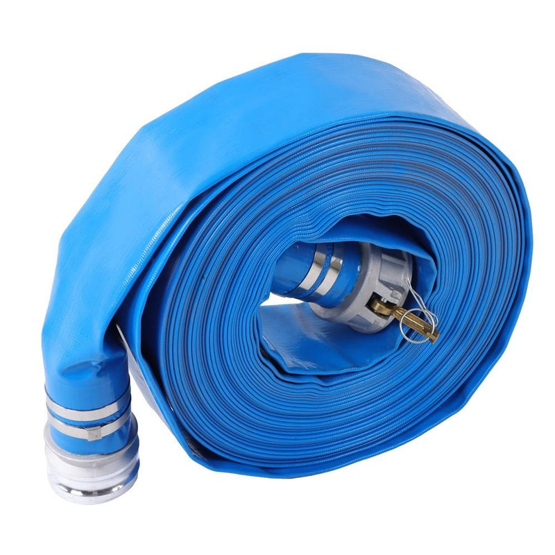 DURAFORCE 3" x 100 Foot Heavy Duty Layflat Discharge Hose Assembly with Cam and Groove
