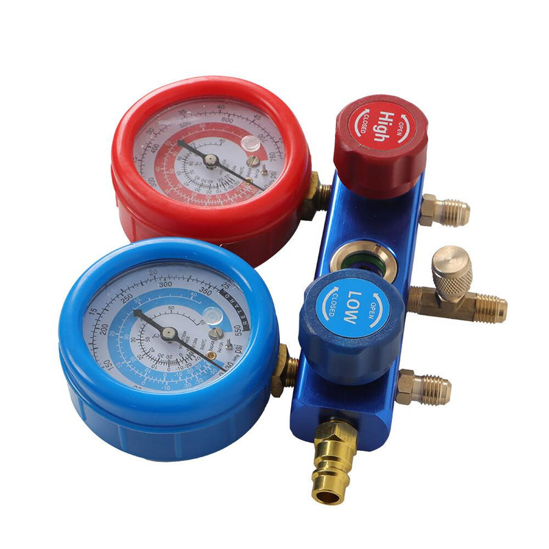 DURAFORCE AC Manifold Gauge set Combo 3 CFM Air Vacuum Pump HVAC+R134A Kit AC A/C