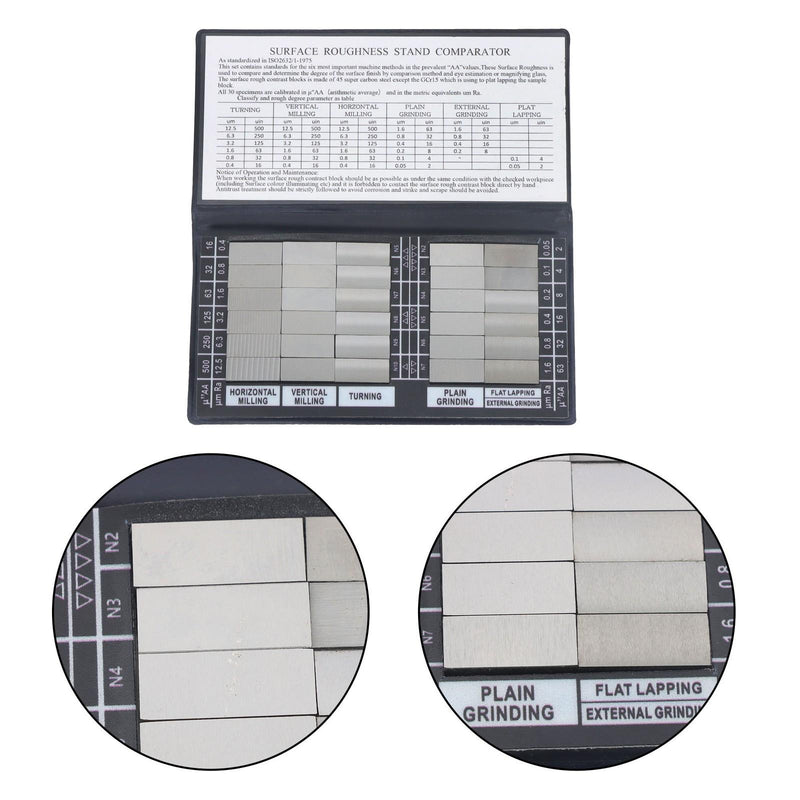 DURAFORCE Surface Roughness Comparator Set Ra0.05-12.5mm, 30 Specimen Blocks for Machining