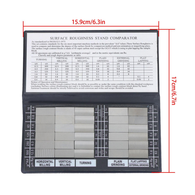 DURAFORCE Surface Roughness Comparator Set Ra0.05-12.5mm, 30 Specimen Blocks for Machining