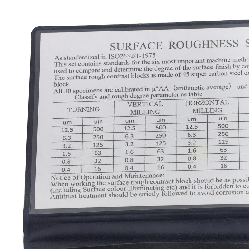 DURAFORCE Surface Roughness Comparator Set Ra0.05-12.5mm, 30 Specimen Blocks for Machining