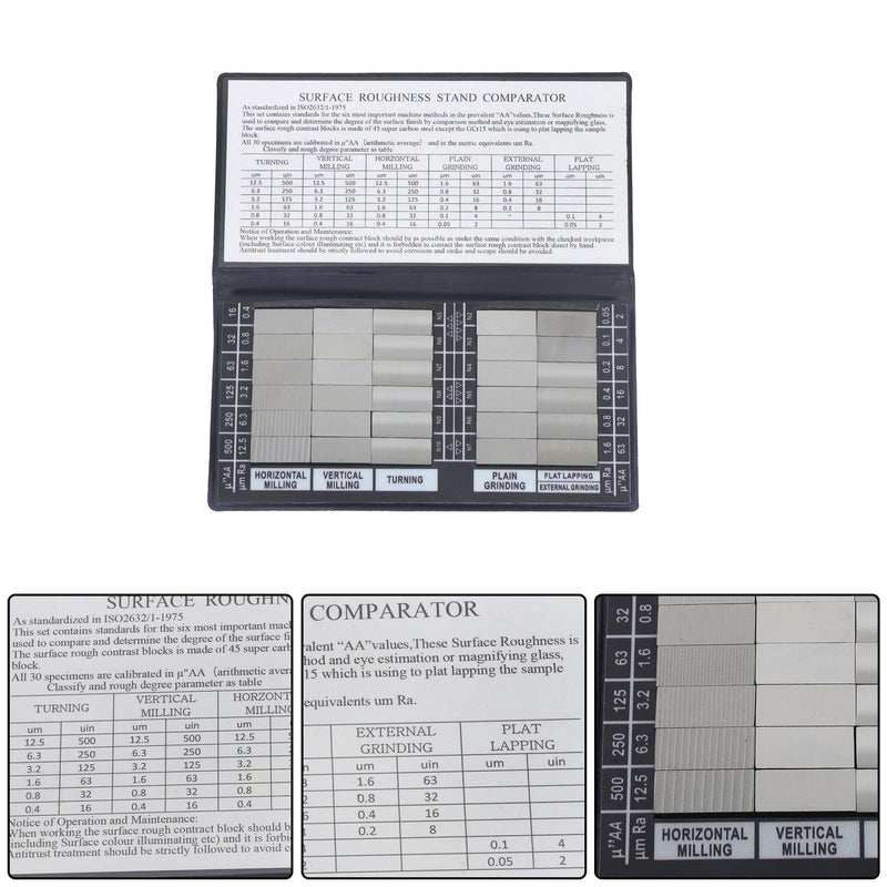 DURAFORCE Surface Roughness Comparator Set Ra0.05-12.5mm, 30 Specimen Blocks for Machining