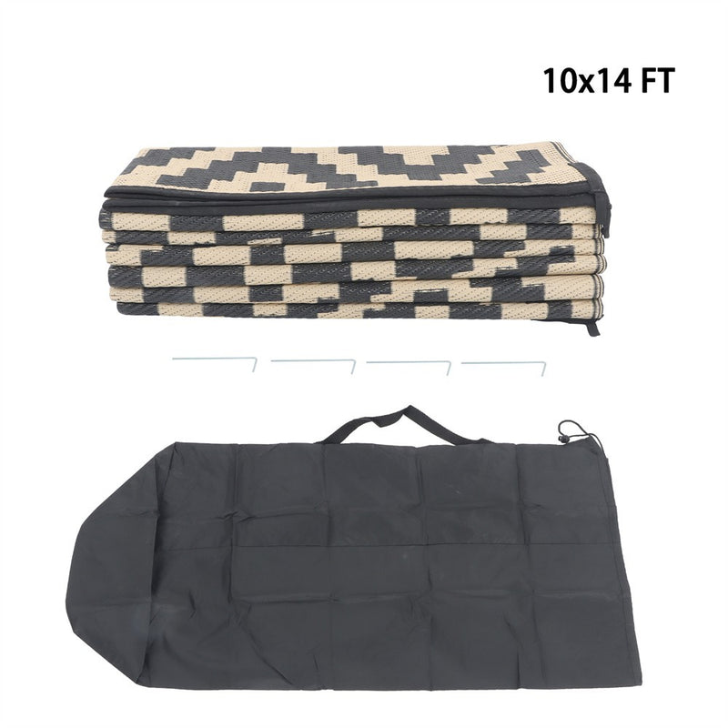 DURAFORCE Waterproof Outdoor Rug 10x14 ft Outdoor Plastic Straw Rug For Camping RV Deck
